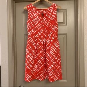 Enfocus Studio Size 8 Red & White A-Line Fit & Flare Sundress Keyhole Opening